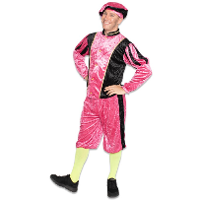 Pietenpak roetveeg Piet   roze/zwart   pieten verkleed kostuum 3 delig   unisex