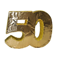 Pinata 50 jaar   goud   karton   50 x 40 x 10 cm   verjaardag   abraham/sara   versiering