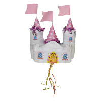 Merkloos Pinata kasteel   van papier   30 x 28 x 18 cm   verjaardag