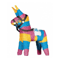 Merkloos Pinata van papier   Ezel thema   26 x 51 cm   Feestartikelen verjaardag   multi kleuren