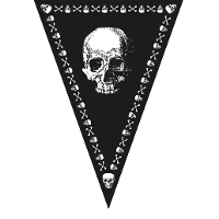 Piraten doodshoofd thema vlaggetjes slinger/vlaggenlijn zwart van 5 meter
