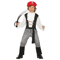 Piraten kostuum maat 128 134 met zwaard voor kinderen