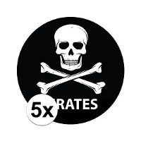 Piraten thema deur / muur sticker   5x   zwart   Dia 15 cm   rond   Feestartikelen   Jolly Roger vla