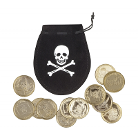 Piraten thema   zak met oude gouden munten   piratenschat   verkleed accessoires