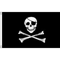 Piratenvlag   zwart/wit   90 x 150 cm   polyester   piraten thema vlag   feestartikel/themafeest