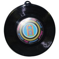 Plastic LP grammofoonplaat   platen muziek thema   wanddecoratie   Dia 48 cm   feestartikelen