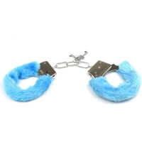 Pluche handboeien   blauw   incl 2x sleutels