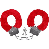 Pluche handboeien   rood   incl 2x sleutels