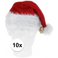 Pluche Kerstmuts   10x   met bel   voor volwassenen   57 cm