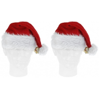 Pluche Kerstmuts   2x   met bel   voor volwassenen   57 cm
