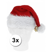 Pluche Kerstmuts   3x   met bel   voor volwassenen   57 cm