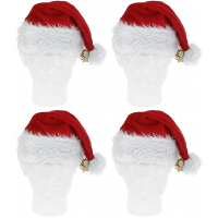 Pluche Kerstmuts   4x   met bel   voor volwassenen   57 cm