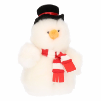 Pluche sneeuwpop knuffel 14 cm   Winter sneeuw decoratie poppetje