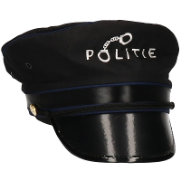 Politie carnaval verkleed pet   zwart   voor volwassenen   algemene maat   hoeden   polyester