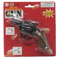 Politie verkleed speelgoed revolver   pistool   metaal   8 schots plaffertjes