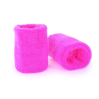 Pols zweetbandjes   2x stuks   neon roze   voor volwassenen