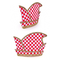 Prins Carnaval muts   heren   rood/wit   Prinsenmuts   luxe prinsensteek