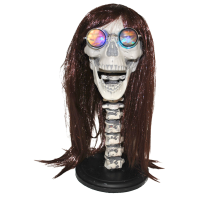 Merkloos Pruikenhouder/decoratie hoofd skelet met licht 43 cm