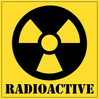Radioactive gevaren sticker   10 x 10 cm   Halloween/horror decoratie   versiering