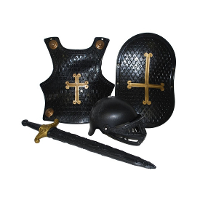 Ridder verkleed accessoires set   4 delig   zwart   ridder helm en harnas   kunststof