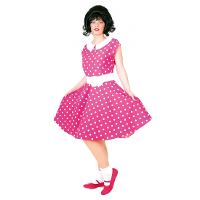 Merkloos Rock n roll jaren 50 verkleed jurk roze met wit