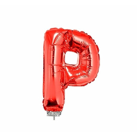 Rode opblaas letter ballon P op stokje 41 cm
