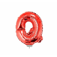 Rode opblaas letter ballon Q op stokje 41 cm