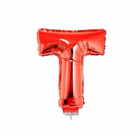Rode opblaas letter ballon T op stokje 41 cm