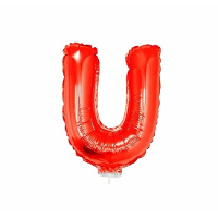 Rode opblaas letter ballon U op stokje 41 cm