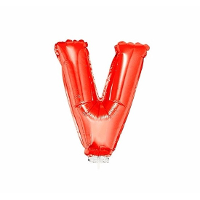 Rode opblaas letter ballon V op stokje 41 cm