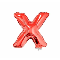 Rode opblaas letter ballon X op stokje 41 cm