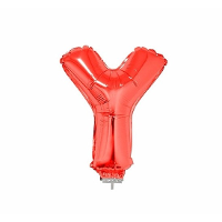 Rode opblaas letter ballon Y op stokje 41 cm