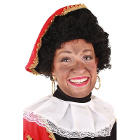 Roetveeg piet pruik   met verstelbare kap   Pietenpruiken   zwart   heren/dames