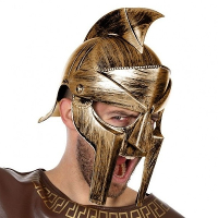 Romeinse soldaten carnaval verkleed helm met vizier   brons   voor heren   kunststof