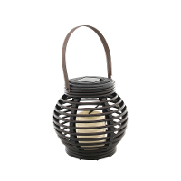 Rotan lampionnen/hanglantaarns   zwart  16 cm   solar tuinverlichting