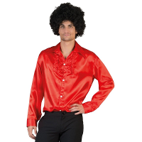 Rouche blouse   rood   heren   polyester   verkleedkleding   Carnaval   overhemd rouches