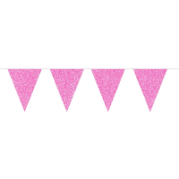Roze glitter vlaggenlijn   6 meter   slinger   feestversiering
