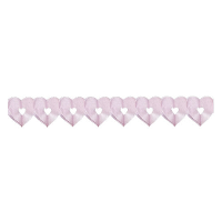 Roze papieren hartjes thema slingers   6 meter   valentijn decoratie / feest versiering
