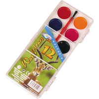 Schilderen waterverf set   12 kleuren   met kwastje   verfset   aquarel verf waterbasis