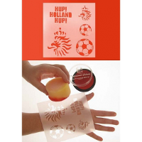 Schmink sjabloon voetbal   hup Holland hup tekst   kind en volwassenen   12 x 13 cm