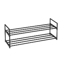 Schoenenrek   stapelbaar   2 niveaus   92x33x30 cm   zwart