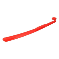 Schoenlepel   rood   met haak   42 cm   kunststof   instaphulp