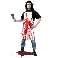 Schort met bloed   Halloween horror verkleedkleding kostuum   wit/rood