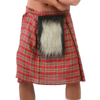 Schotse verkleed kilts   rood   met bontje voor heren   Schotse rokken   Verkleedkleding   Carnaval