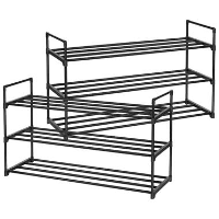 Set van 2 schoenenrekken   3 niveaus   91.7X52.4X29.3 Cm   zwart