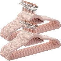 Set van 50 fluwelen Kledinghangers met Anti Slip, Roze Hangers met Gouden Haak