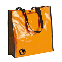 Shopper boodschappen opberg tas   oranje   38 x 38 cm   Glimmende boodschappentassen