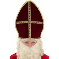 Sinterklaas kleding accessoires   mijter   donkerrood   pakjes avond