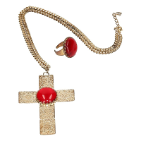 Sinterklaas sieraden set   ketting en ring  heren   verkleedaccessoires
