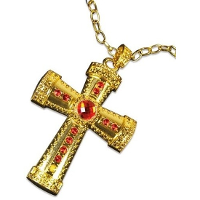Sinterklaas verkleed ketting   goud/rood   kruis   volwassenen
